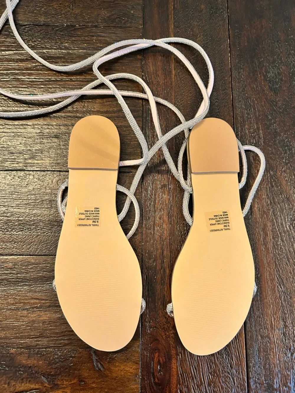 Steve Madden Twirl-R Rhinestone Strappy Lace-Up Flat Sandals - 9.5 - Picture 7 of 9